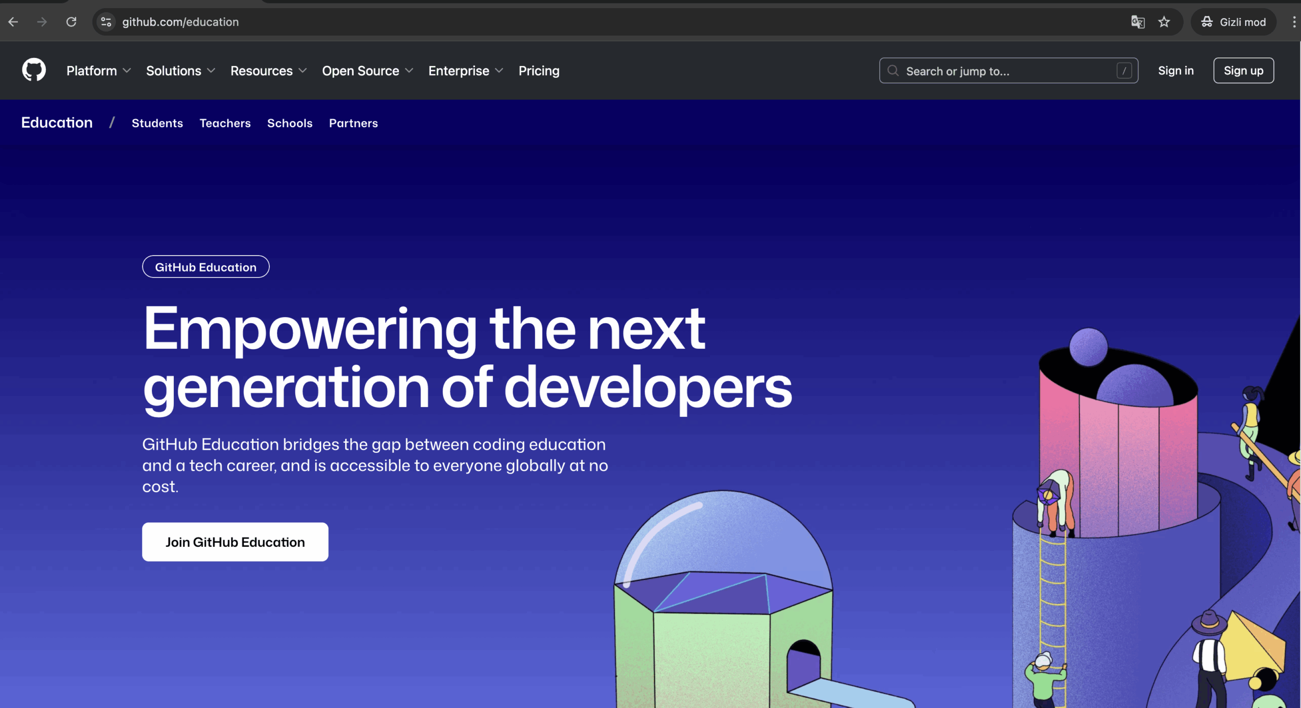 Ekran Görüntüsü 1: Join GitHub Education