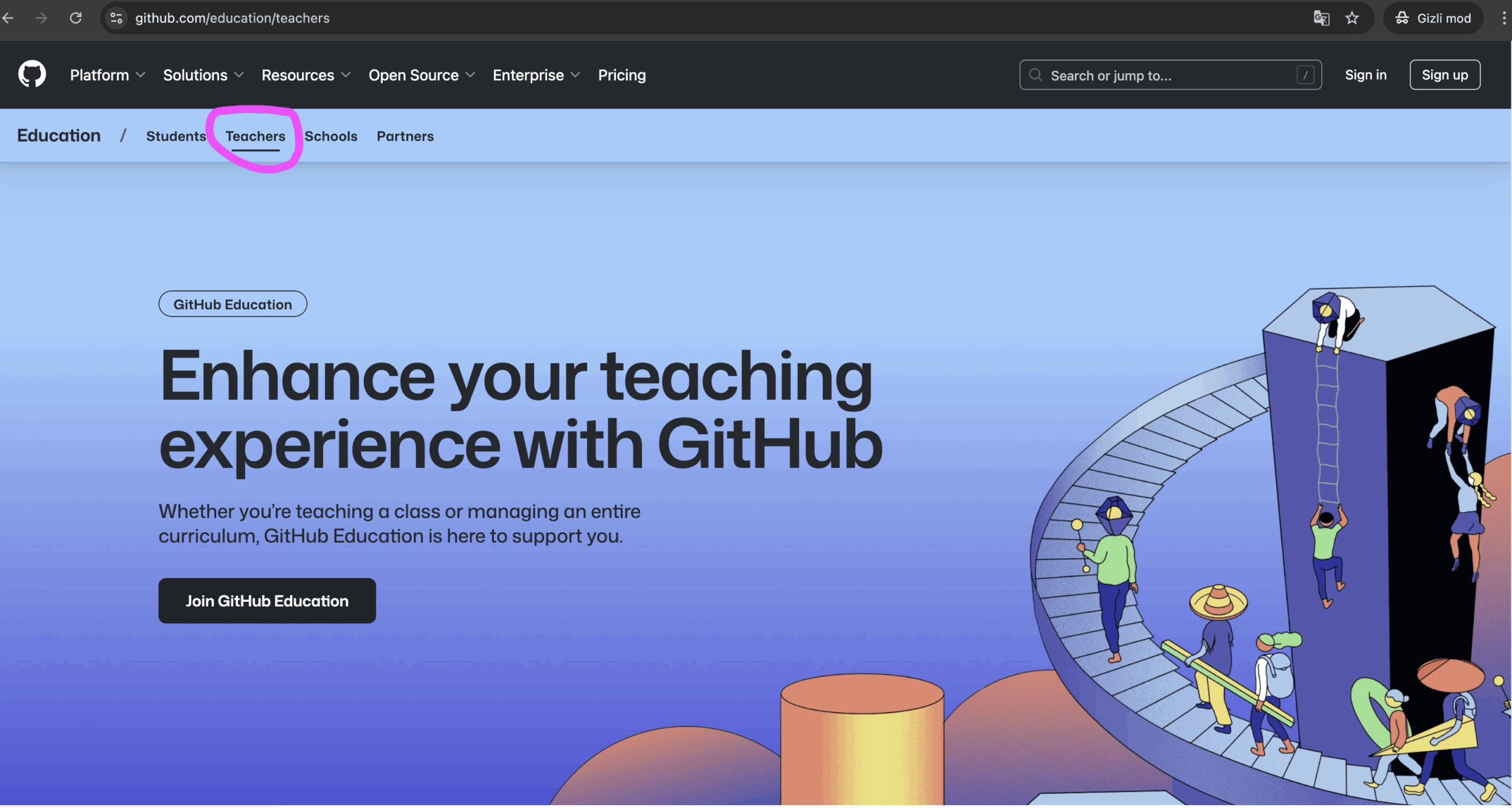 Ekran Görüntüsü 2: GitHub Education Sayfası 1